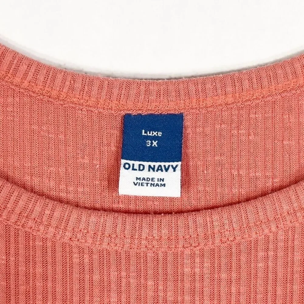 Old Navy Plus Size 3X Tank Top Sleeveless Luxe Pink Ribbed Stretched Crew 739 - Picture 7 of 8